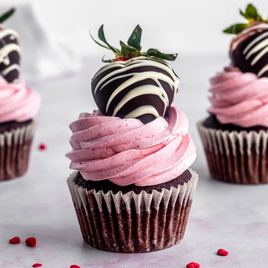 "Chocolate-Covered Strawberry Cupcake – Decadent Gourmet Treat"